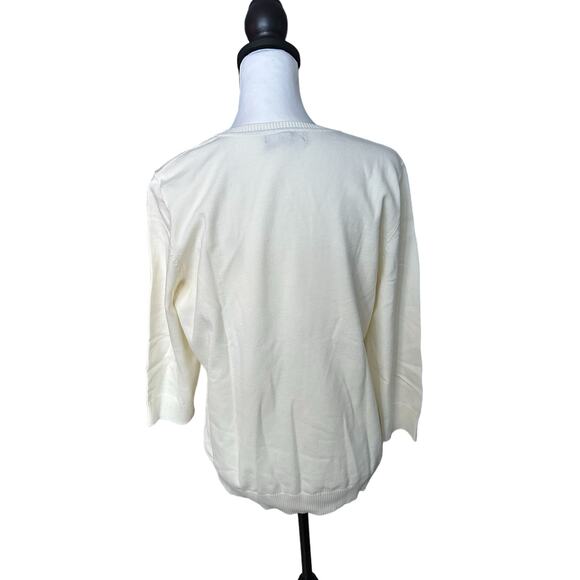 Land's End 3/4 Sleeve Sweater White Large - Picture 3 of 3